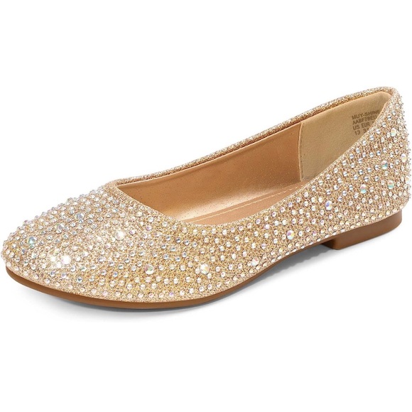 Feel Like a Princess - Gold Rhinestone Ballet Flats - Picture 7 of 9